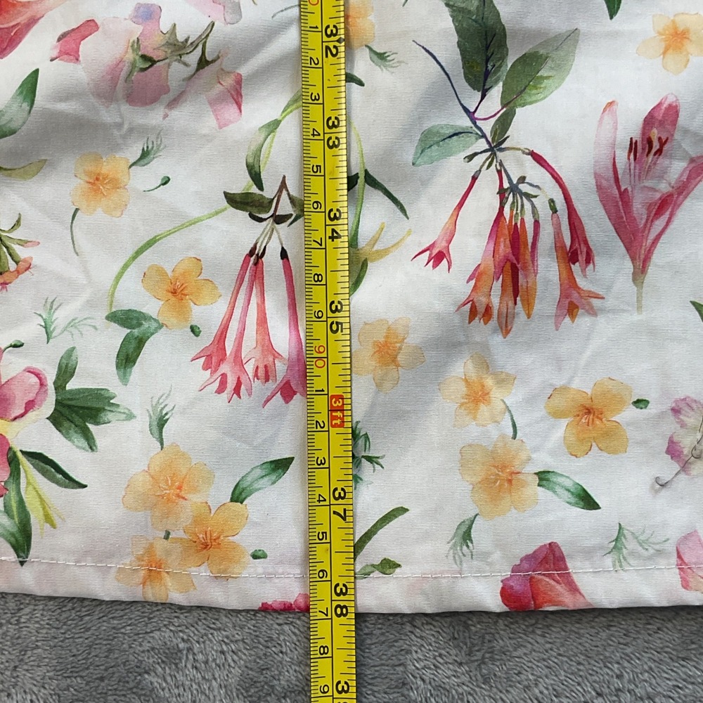 H&M Floral Cotton Midi Sundress White Pink Yellow Smocked Back Strappy Womens M - Picture 8 of 16